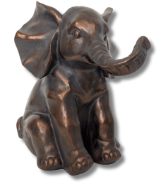 picture an indian baby elephant. This a bronze statue. 